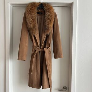 Ellen Tracy Brown Coat with Real Fox Fur Collar
